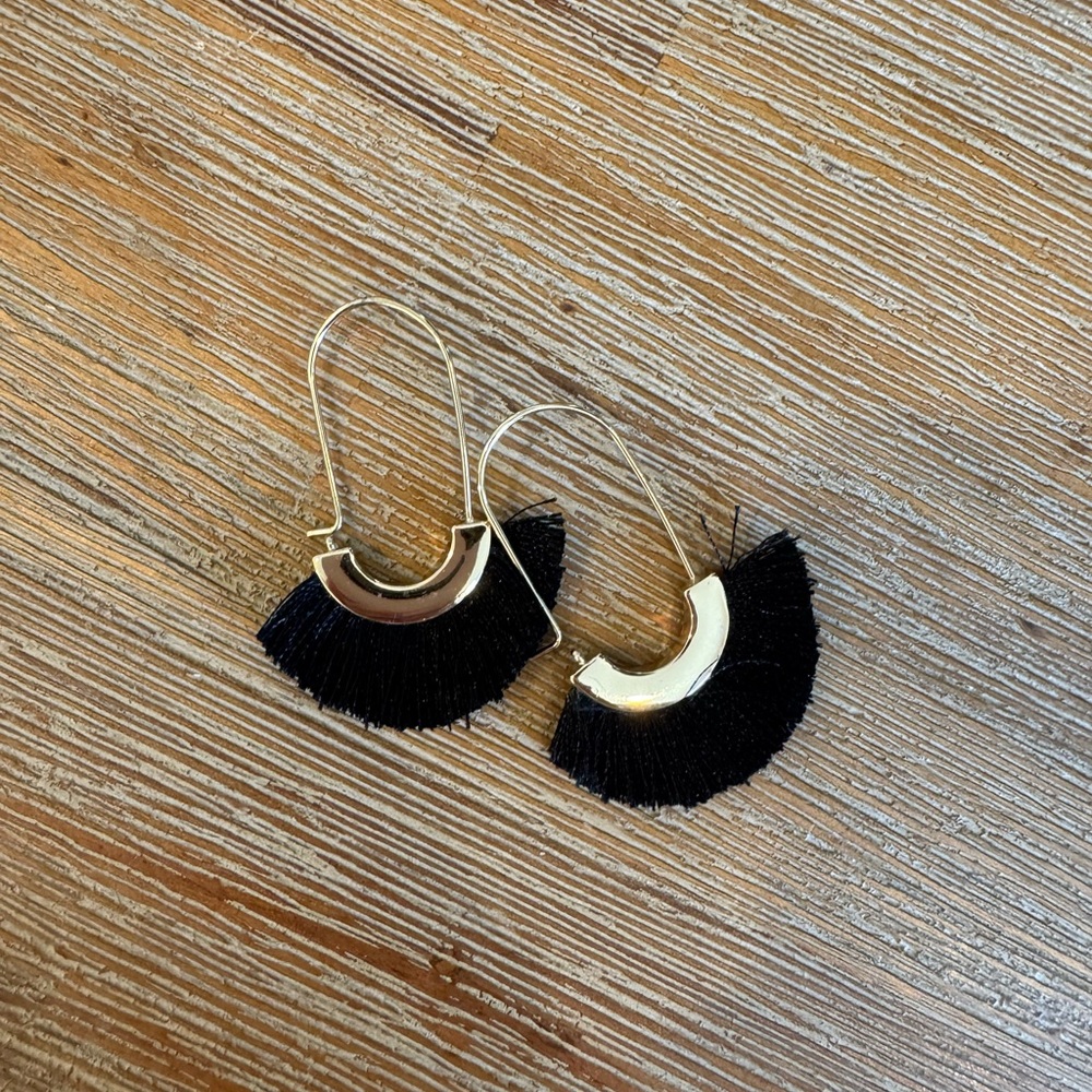 Elegant Black and Gold Fringe Earrings